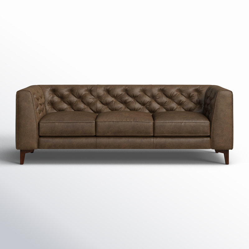 Peale 89'' Full-Grain Genuine Italian Leather Sofa, Cocoa Brown