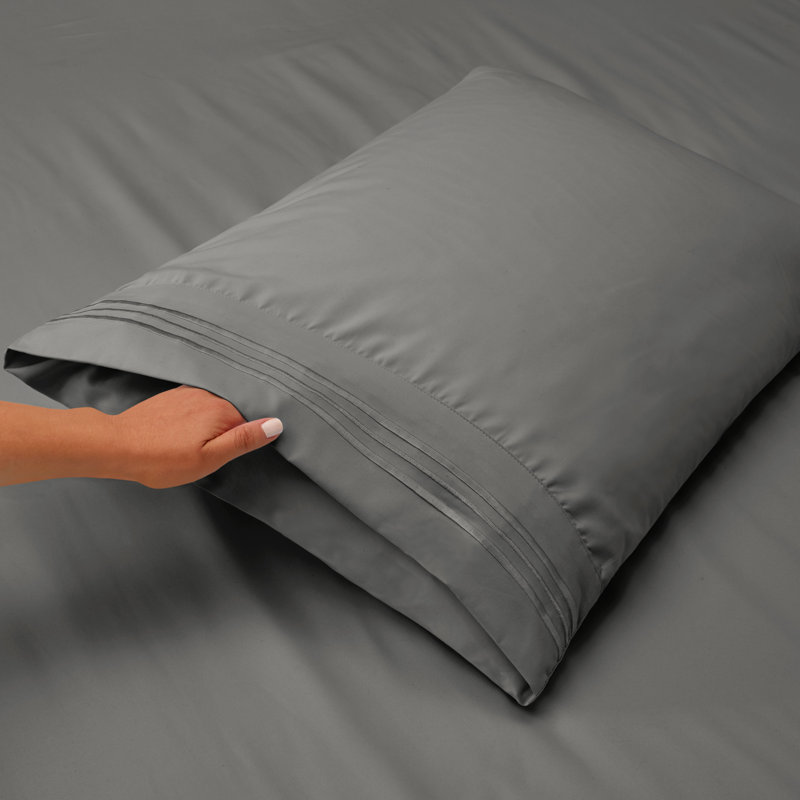 Microfiber Sheet Set, Gray, Queen Sheet Set + 1 Fitted Sheet + 4 Pillowcases