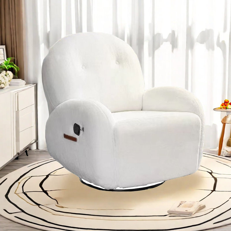 Sasia Upholstered Recliner, White Polyester Blend