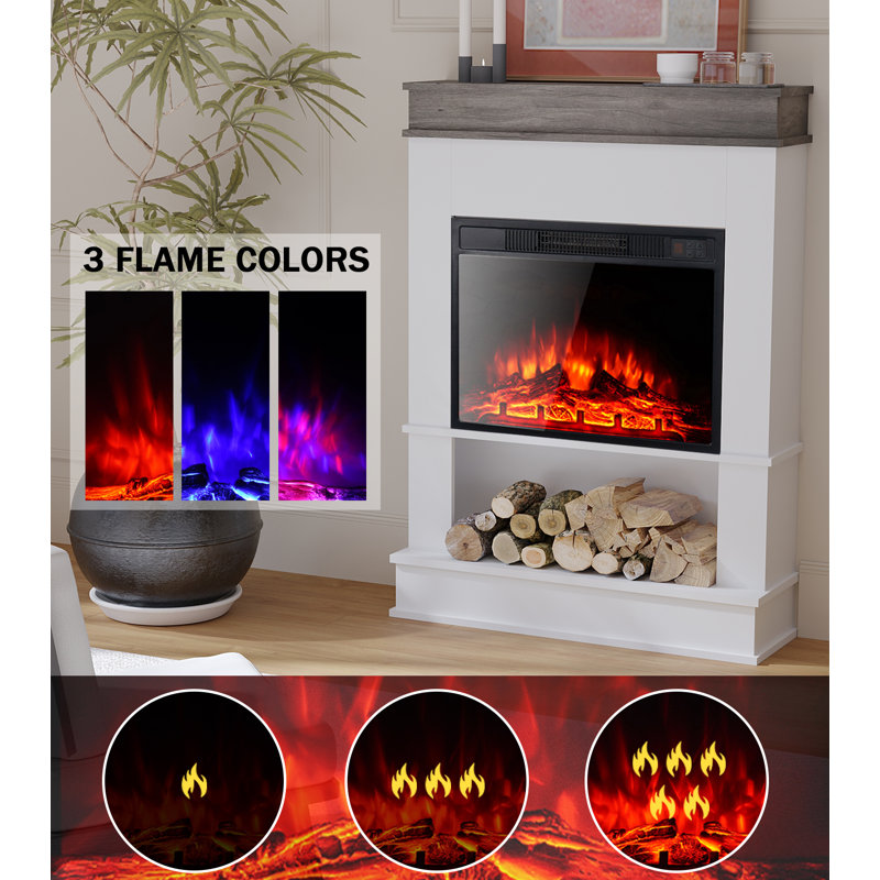 Arleny Marlow Home Co. Electric Fireplace, 108cm H x 80.5cm W x 19.5cm D