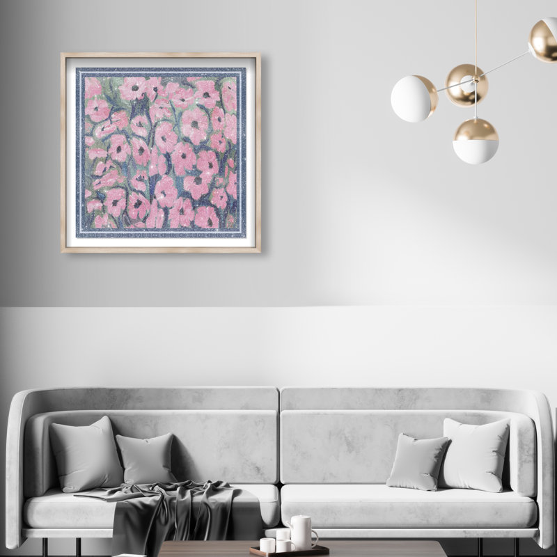 Night Blooms Print by Oliver Gal, 31.5"H x 31.5"W, Natural Oak Shadowbox