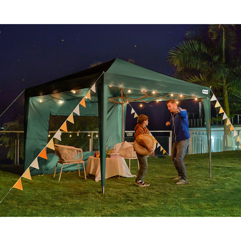 Quictent 3x3m (10x10ft) Pop Up Canopy Gazebo with Mesh Window Sidewalls, Adjustable Height Event Shelter, Portable Tent for Garden Party, Camping, Beige
