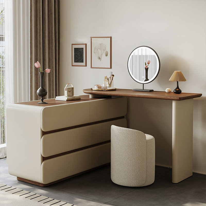 Coiffeuse avec miroir lumineux, 6 tiroirs, 1 chaise