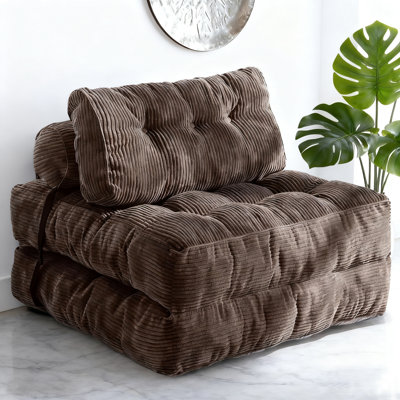 2-in-1 Corduroy Bean Bag Floor Sofa Bed,comfy Couch Chair With Back Support by George Oliver