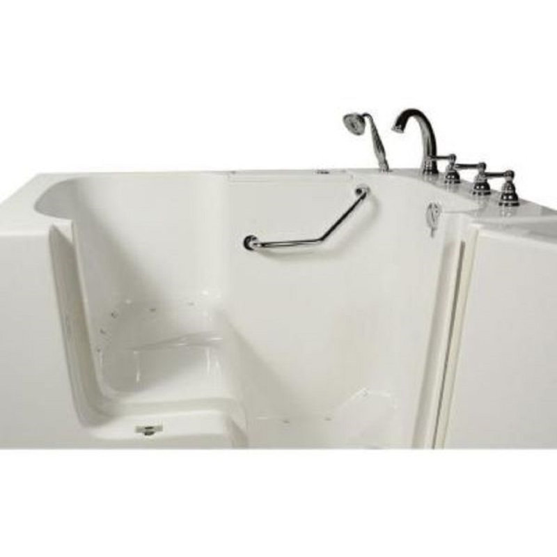 Baignoire à accès direct en fibre de verre 52 po x 32 po avec robinet, Droite, Blanc