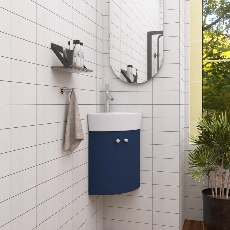 Meuble-lavabo mural simple 16 po avec comptoir en céramique 16 po