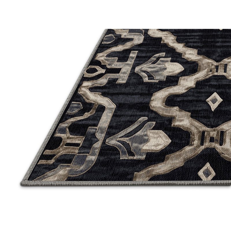 Machine Washable Gray Area Rug, Square 3'