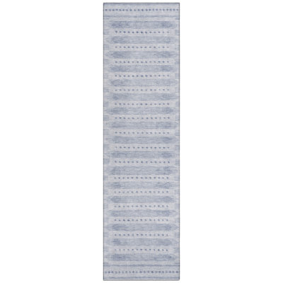 Machine Washable Indoor/Outdoor Xhevrie Blue Rug
