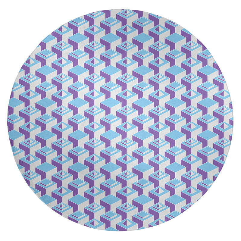 Chenille Geometric Indoor Rug, Round 5'