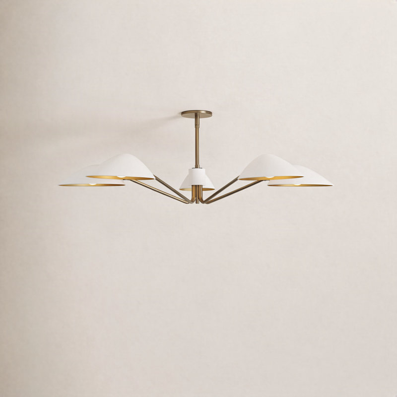 Raelle 5 - Light Unique/Statement Pendant, Aged Gold/White