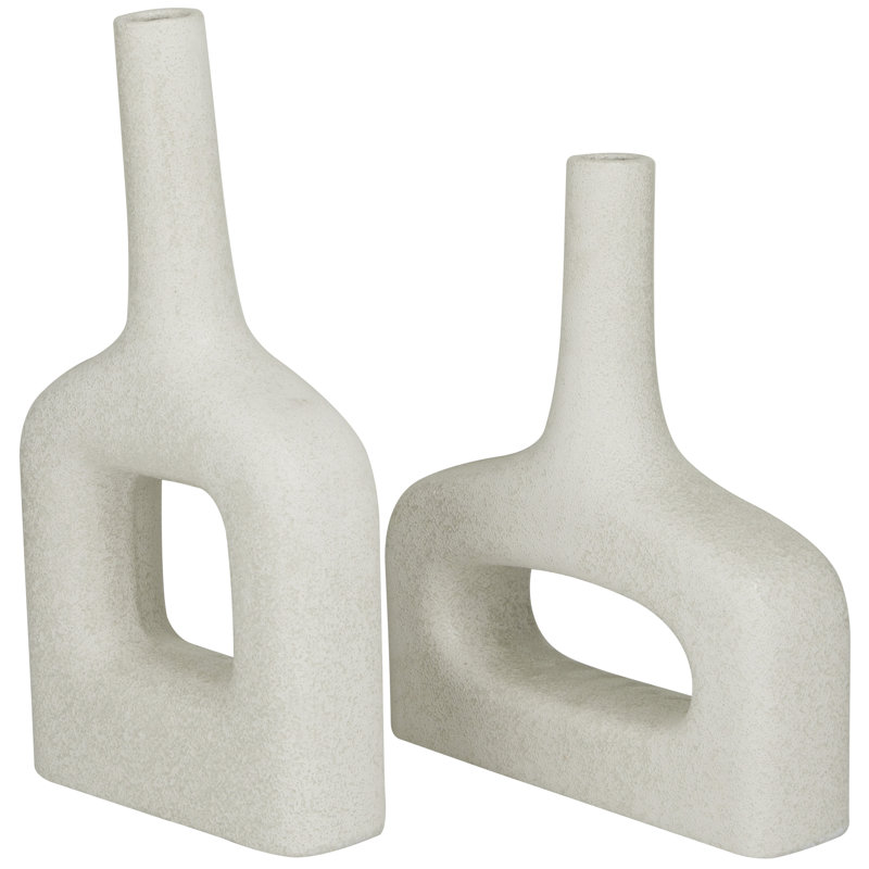 Ensemble de 2 vases de table en grès, Blanc