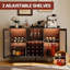 Armoire de bar à vin de ferme avec lumières à DEL, armoire de café à la maison avec supports à vin
