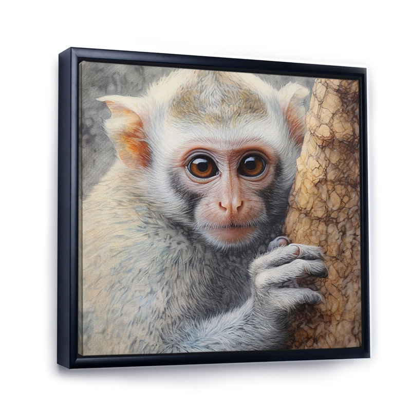Singe sauvage I - animaux, art mural, salon, H 36 po x l 36 po x P 1,5 po, Cadre flottant noir