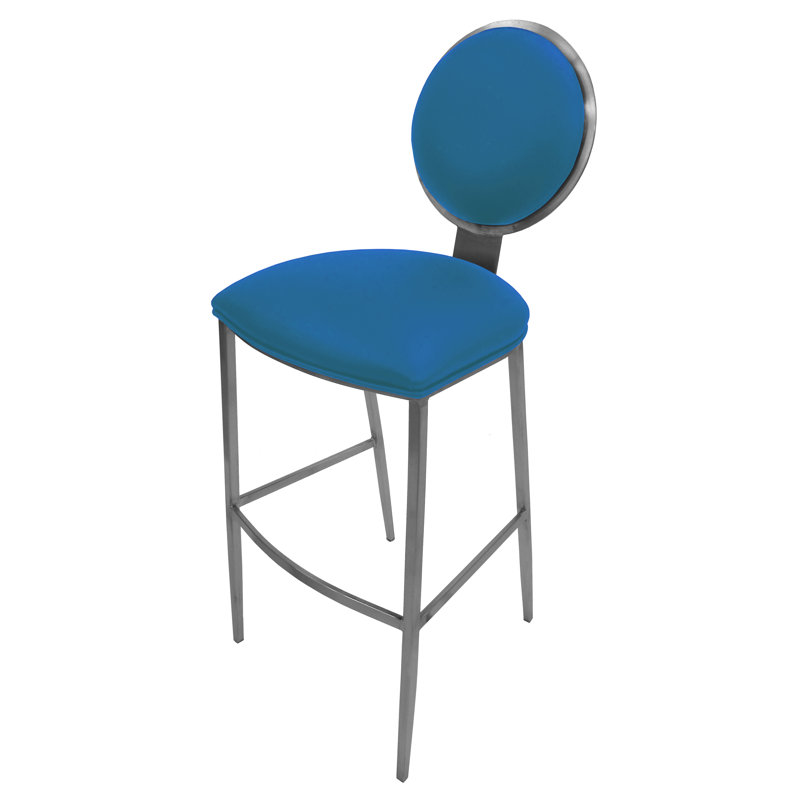 Ireoluwa Upholstered Counter Stool with Metal Frame, Blue, Extra Tall (35” Seat Height)