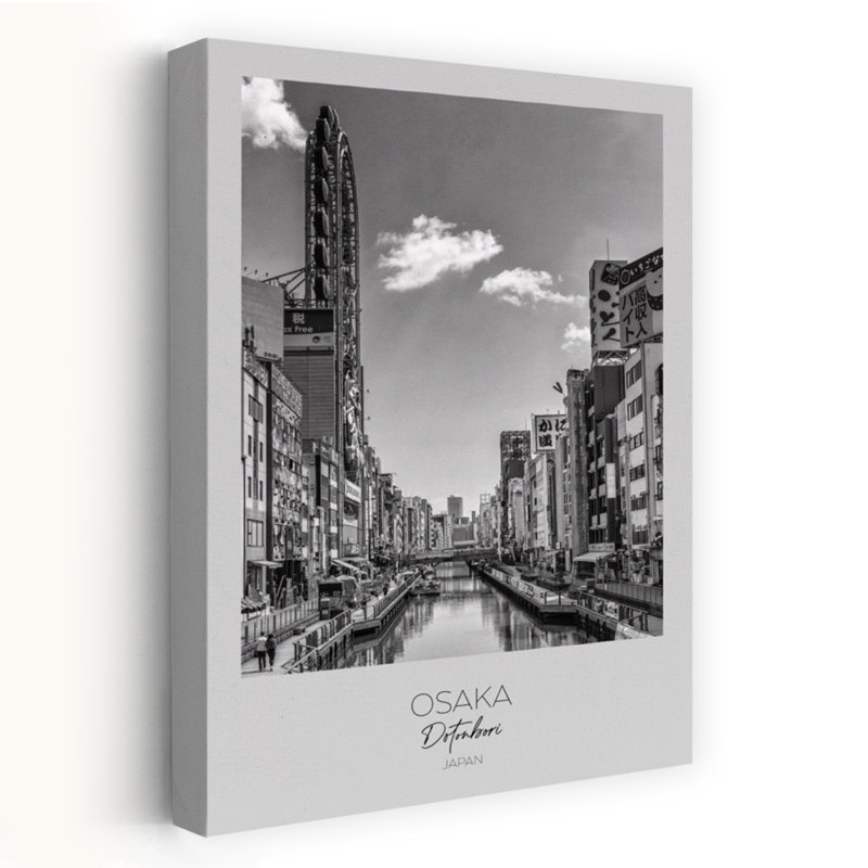 Dotonbori Canal Osaka Japan Contemporary Architecture Wall Art Print by Melanie Viola - Wrapped Canvas Print