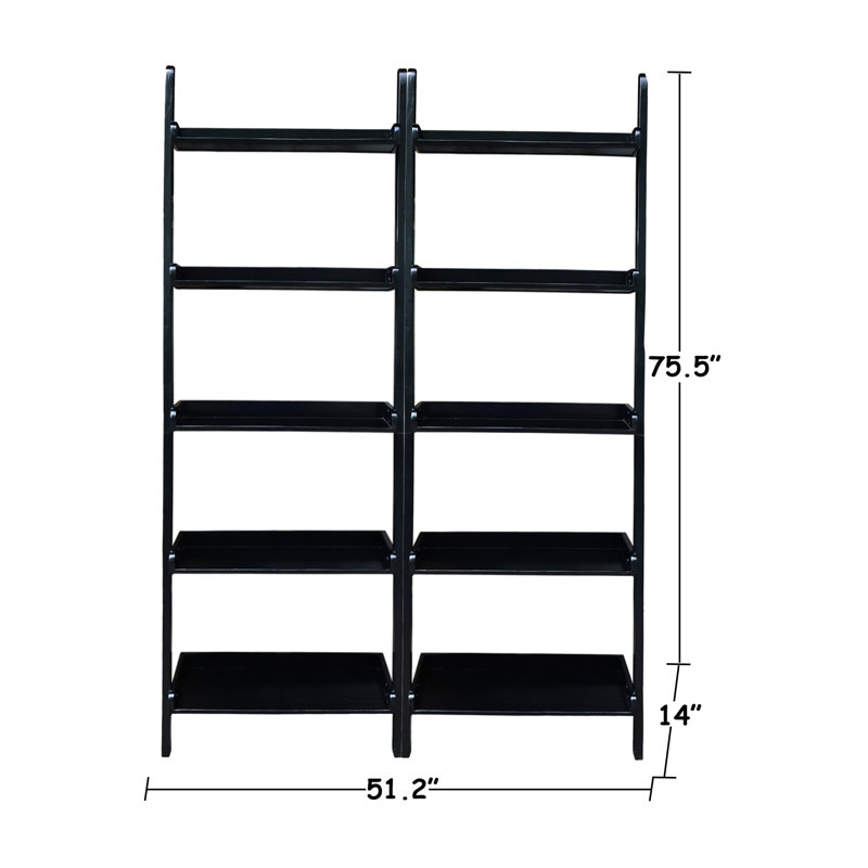Bibliothèque échelle en bois massif H 76,25 "x l 26", Noir
