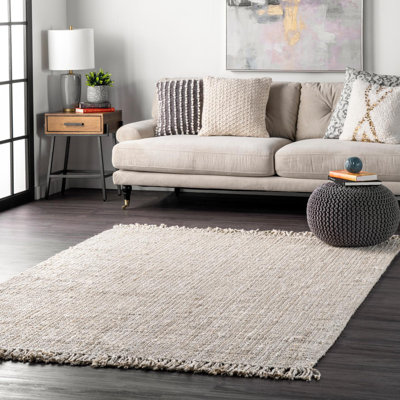 Averie Solid Colour Jute / Sisal Hand Woven Area Rug