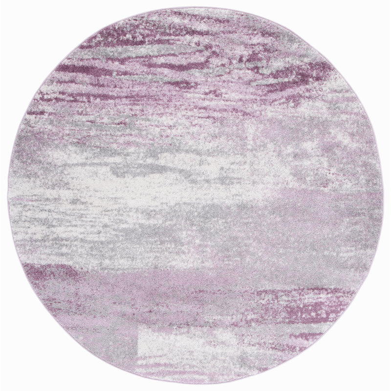 Algonquin Performance Abstract Rug, Round 8', Gray/Purple