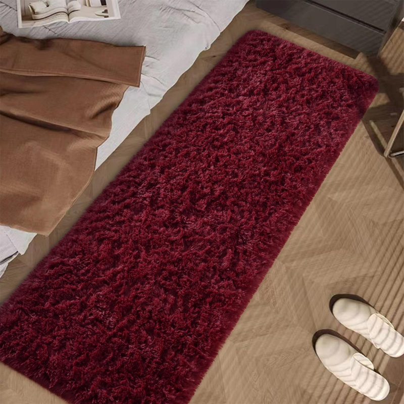 Large Burgundy Red Rug,  Fluffy Dark Red Area Rug For Bedroom,  Runner 2' x 6'