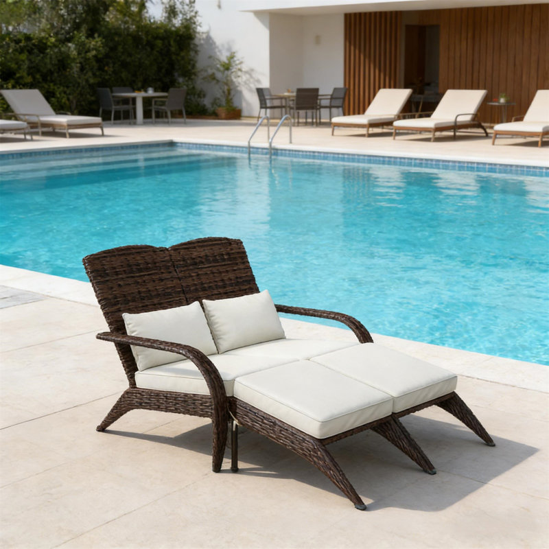Chaise d'extérieur à haut dossier, Coussin crème / cadre brun