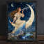 Art mural noir inspiré de la lune, femme encadrée, décorations célestes bohémiennes mystiques-829241371