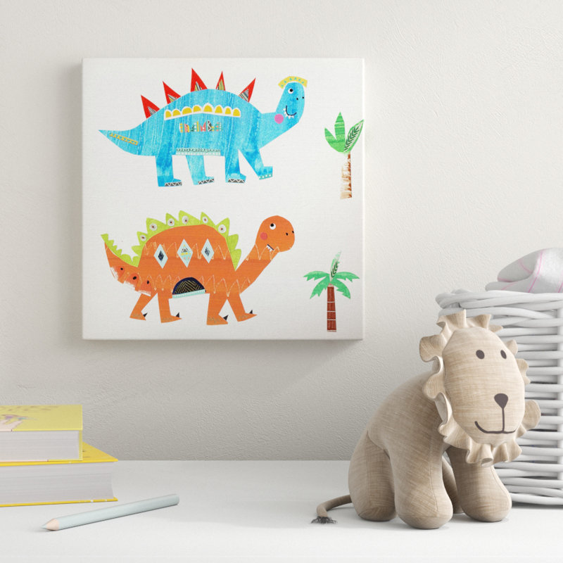 Jazon «Dino Duo», peinture sur toile tendue, H 32 po x l 32 po x P 1,5 po