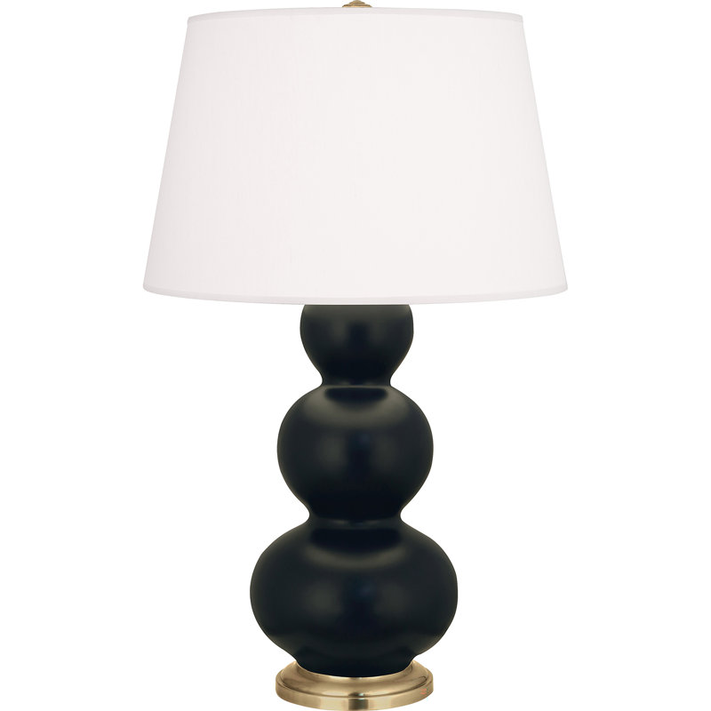 Lampe de table en verre et métal, Obsidienne mat / or