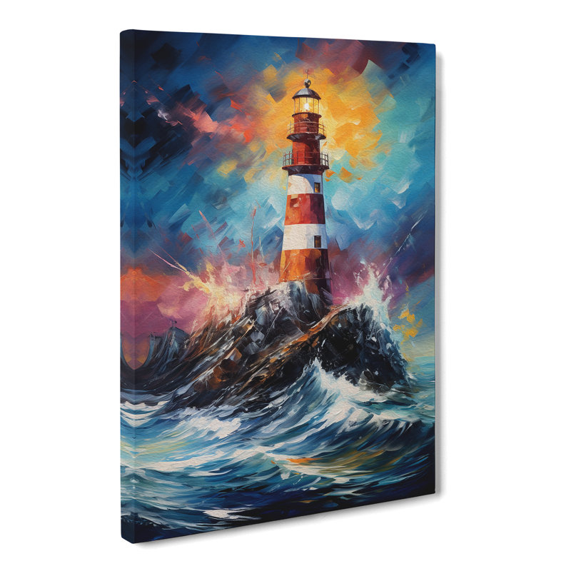 Lighthouse Action Painting - Wrapped Canvas, 50cm H x 35cm W x 3cm D