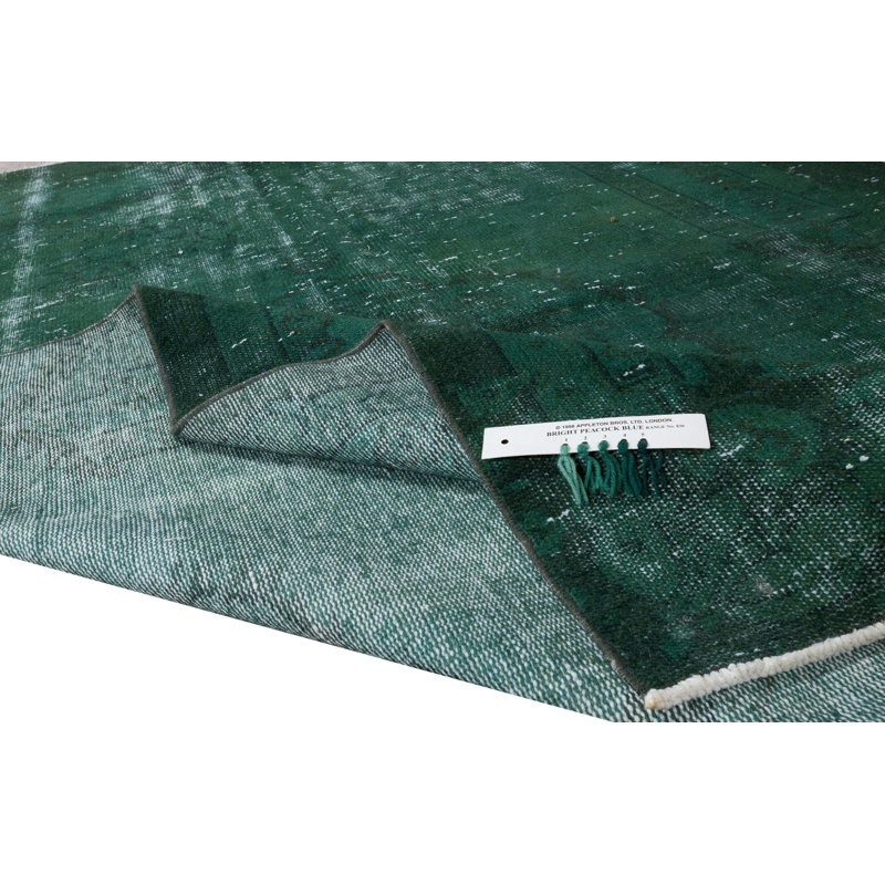 Tapis turc fabriqué à la main de 5,6 x 8,6 pi surteint en vert, 4 superbes intérieurs modernes