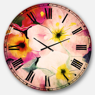 Colorful Watercolor Floral Pattern - Traditional wall clock