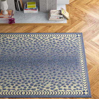 Tapis intérieur / extérieur bleu marine / beige Kasen
