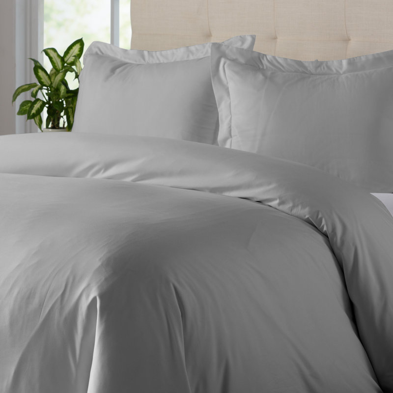 Wayfair Basics® Modern Microfiber Duvet Cover Set, King Duvet Cover + 2 King Shams, Light Grey