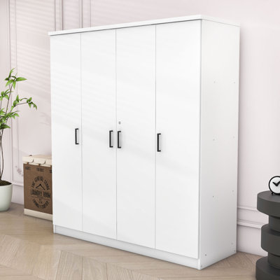 Wardrobe Armoire Wardrobe Cabinet 4-Door Wardrobe With Shelves Wood Armoire