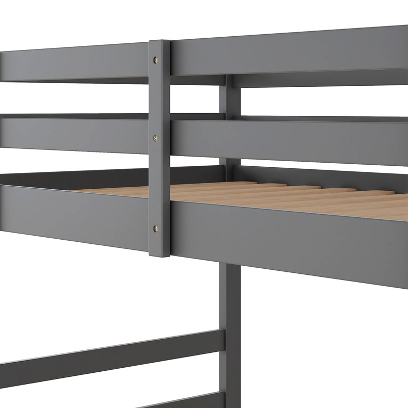 Lit superposé avec échelle, Gris, Simple sur simple