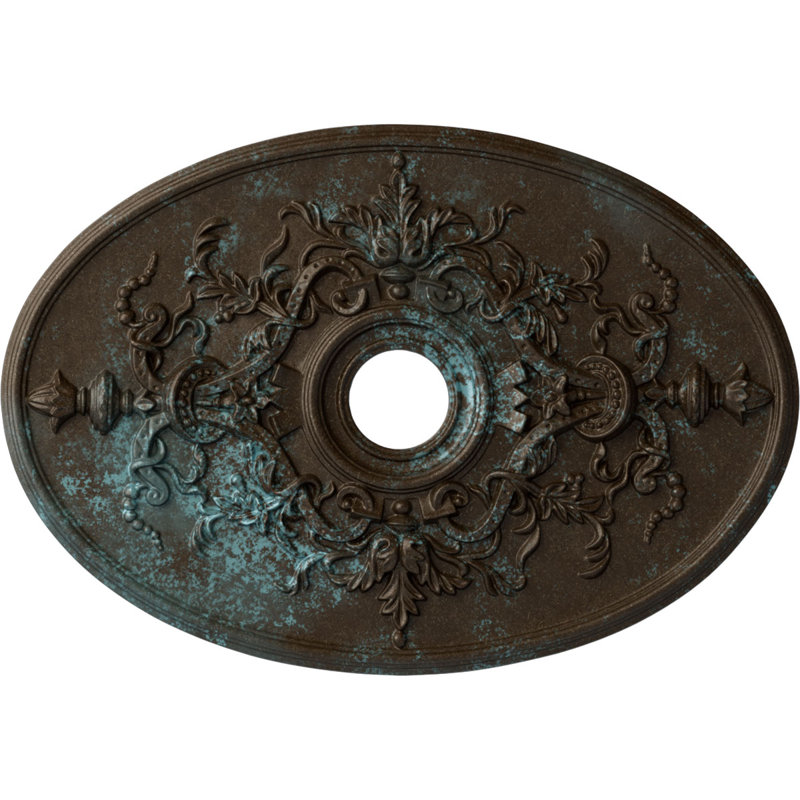 Endurathane Alexa Ceiling Medallion, 30 3/4"W x 21/14"H x 3 7/8"ID x 1 5/8"P (Fits Canopies up to 5 5/8"), Hand-Painted Bronze Blue Patina Finish