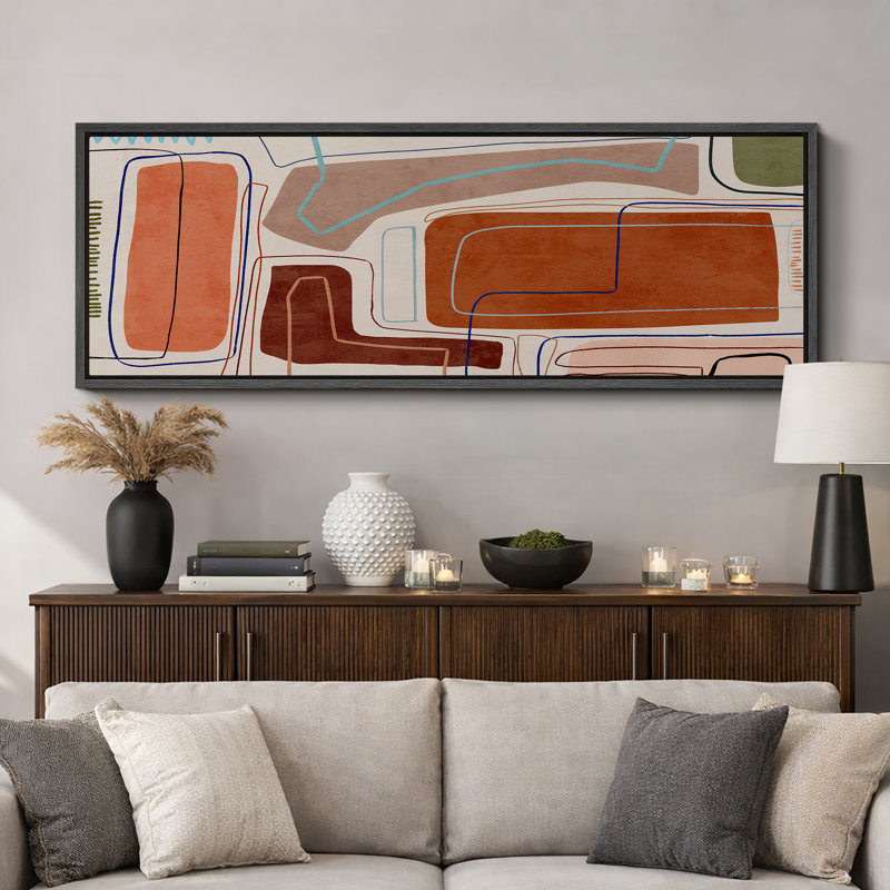 Impression sur toile encadrée orange et brun, H 20 po x l 60 po, Noir, noir, noir, noir