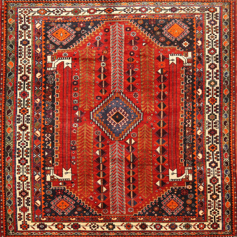 Tapis traditionnel rouge / brun Osmin, Rond 4 pi