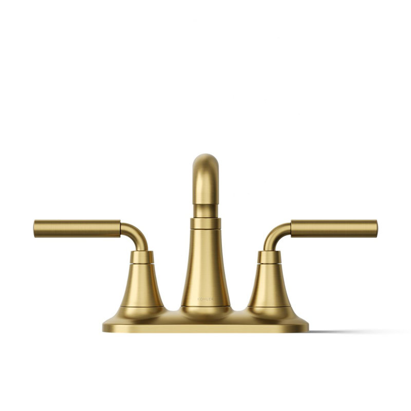 Tone Two-Handle Centerset Bathroom Sink Faucet with Clicker Drain, 0.5 GPM, Brass