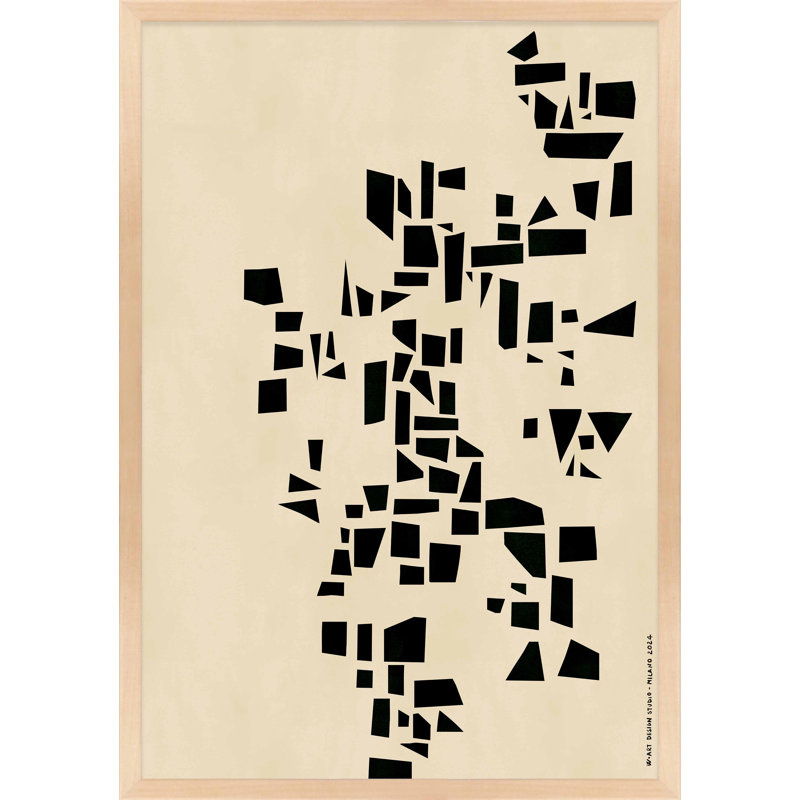 «Broken Geometric I» par Romina Gadler - art mural encadré, H 20 po x l 14 po, Papier avec cadre érable