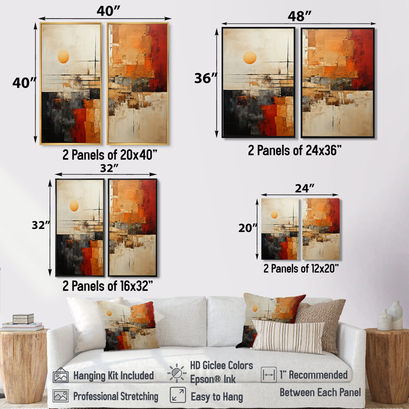 Essence amérindienne orange et beige - paysages abstraits, art mural surdimensionné, 20" H x 24" W, Framed Print without Mat