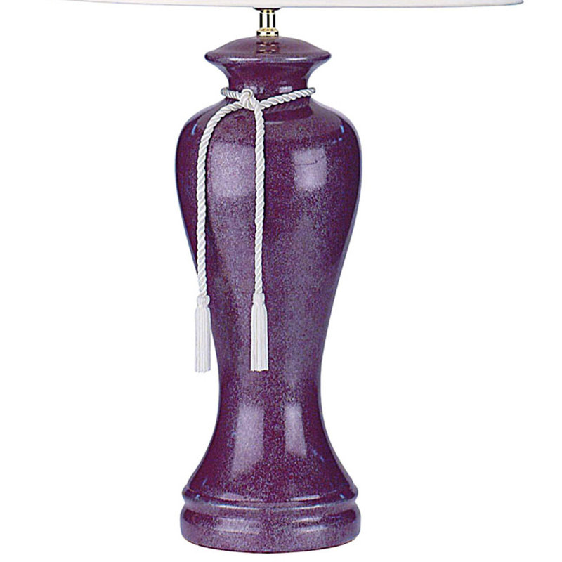 Lampe de table haute 35 po en céramique, design incurvé avec finition bourgogne, abat-jour en lin