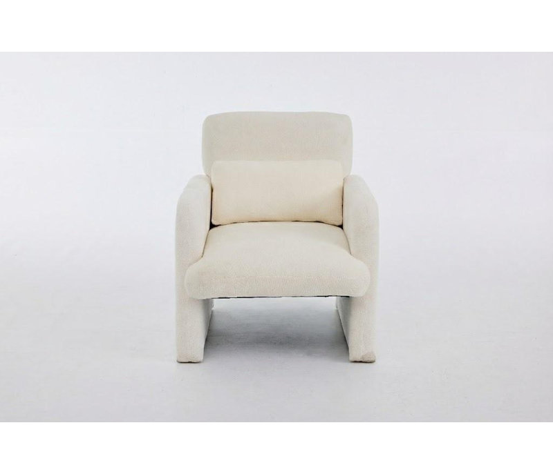 Canapé simple rembourré Modern Boucle, Blanc ancien