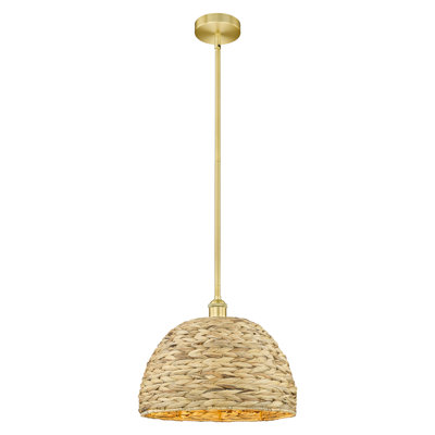 Edison - Woven Rattan - 1 Light 16" Stem Hung Mini Pendant