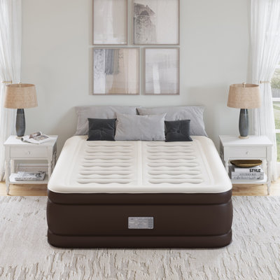 Beautyrest Duet 18" Queen Inflatable Air Mattress, Built-in Tri-Zone Pump, Puncture Resistant Vinyl