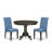 3 Piece Kitchen Table & Chairs Set Contains a Round Dining Room Table with Pedestal and 2 Blue Color Linen Fabric Parsons Chairs, 42x42 Inch, Cappuccino-82180120-82180121-129437961