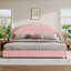 Bensu Luxury Curve-Shaped Headboard Bed Frame, Elegant Boucle Upholstered Platform Bed with Modern Design-700697637-690720458