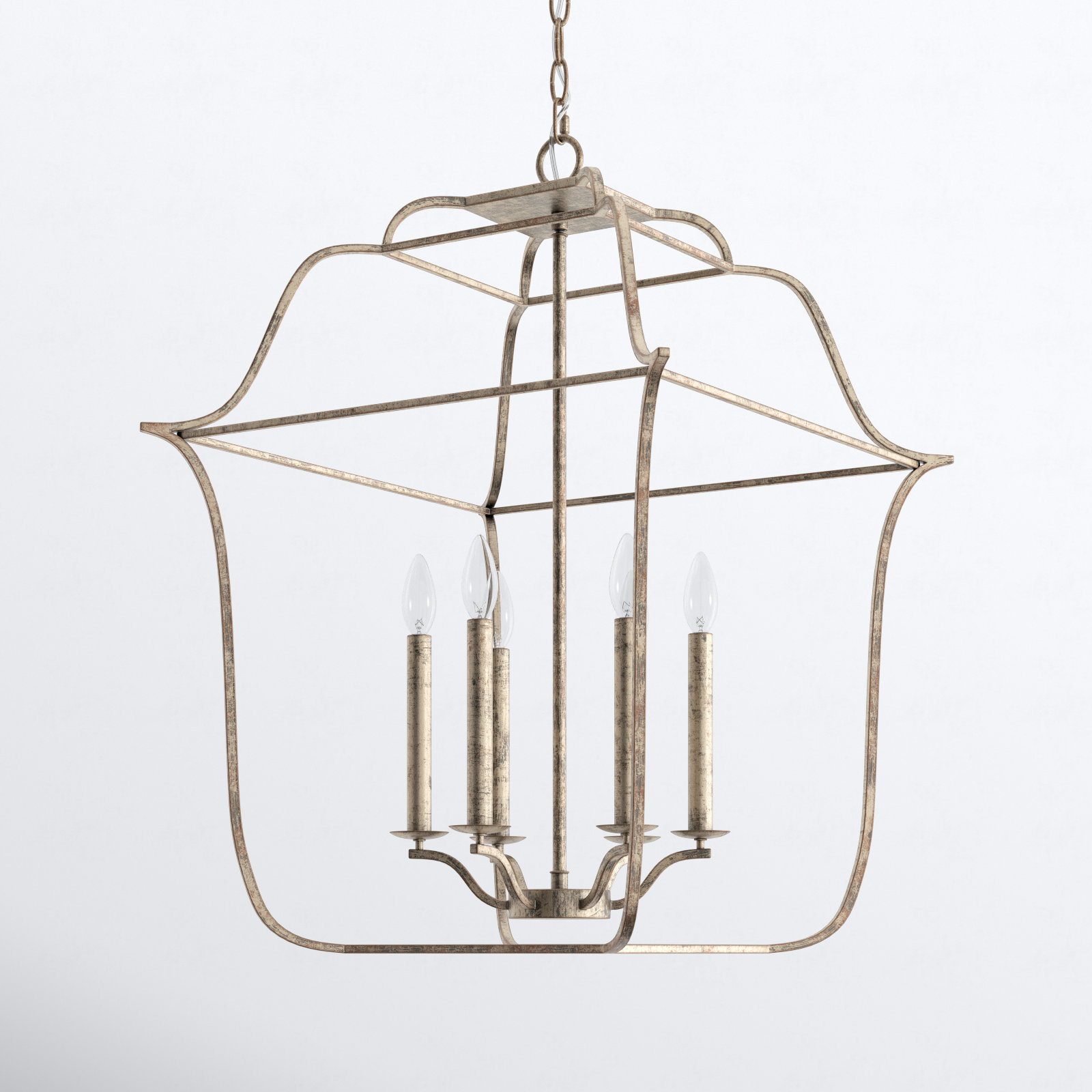 Lark 6-Light Chandelier, Century Silver Leaf, 4, 20" H x 14" W x 14" D