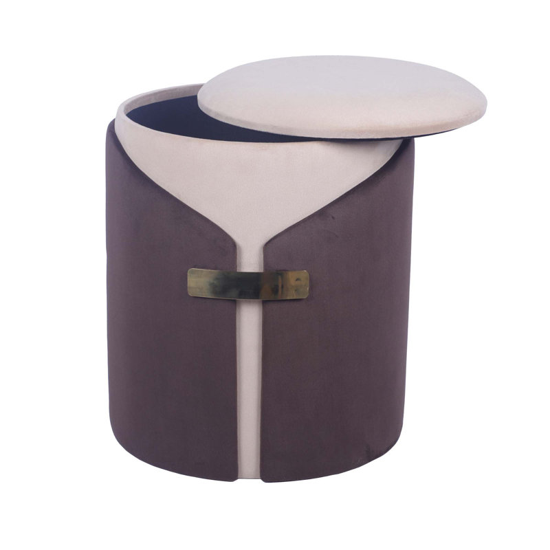 Repose-pieds deux tons avec rangement ou tabouret de coiffeuse, accents bruns et dorés, polyvalent et élégant pour les intérieurs modernes
