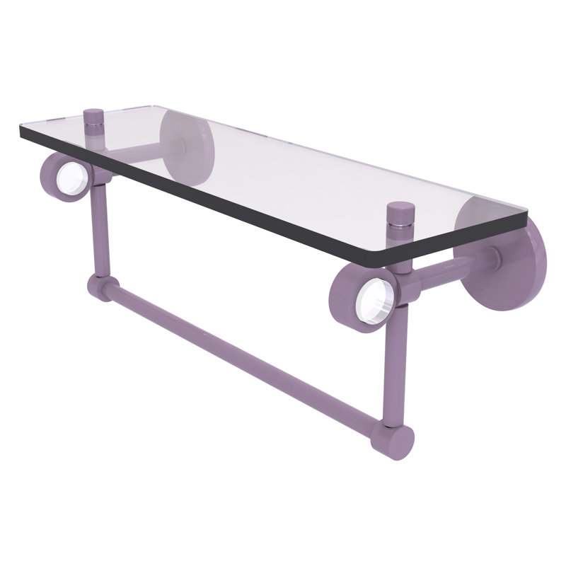 Clearview Floating Shelf with Towel Bar, 6.2" H x 16" W x 5.65" D, Lavender
