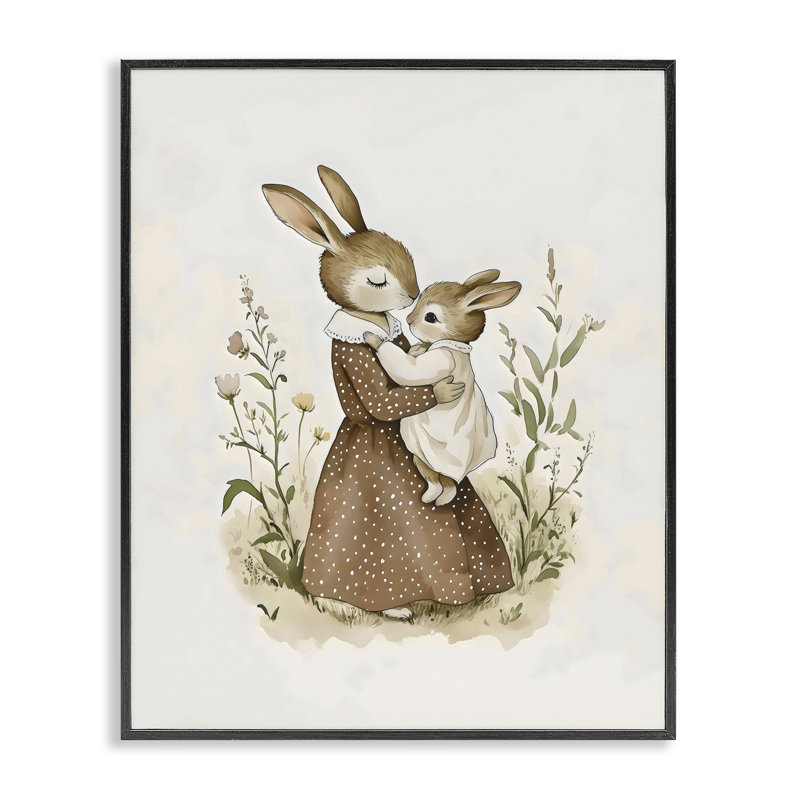 «A Mother's Love Rabbits», estampe numérique, design par Arlington Prints, Giclée encadrée noir minuit, H 30 po x l 24 po
